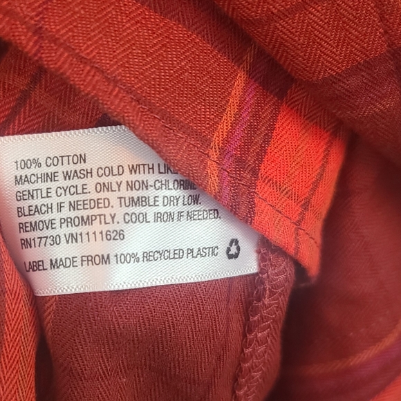 2/$30 ☆ NWT Ava & Viv Red Plaid Cotton Shirt Size X - Picture 9 of 9